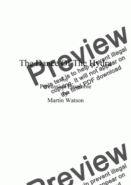 page one of The Dance Of The Hydra for Percussion Ensemble.