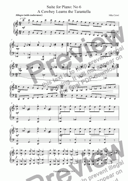 page one of Suite for Piano: No 6 A Cowboy Learns the Tarantella