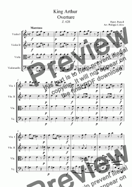 page one of King Arthur - Overture