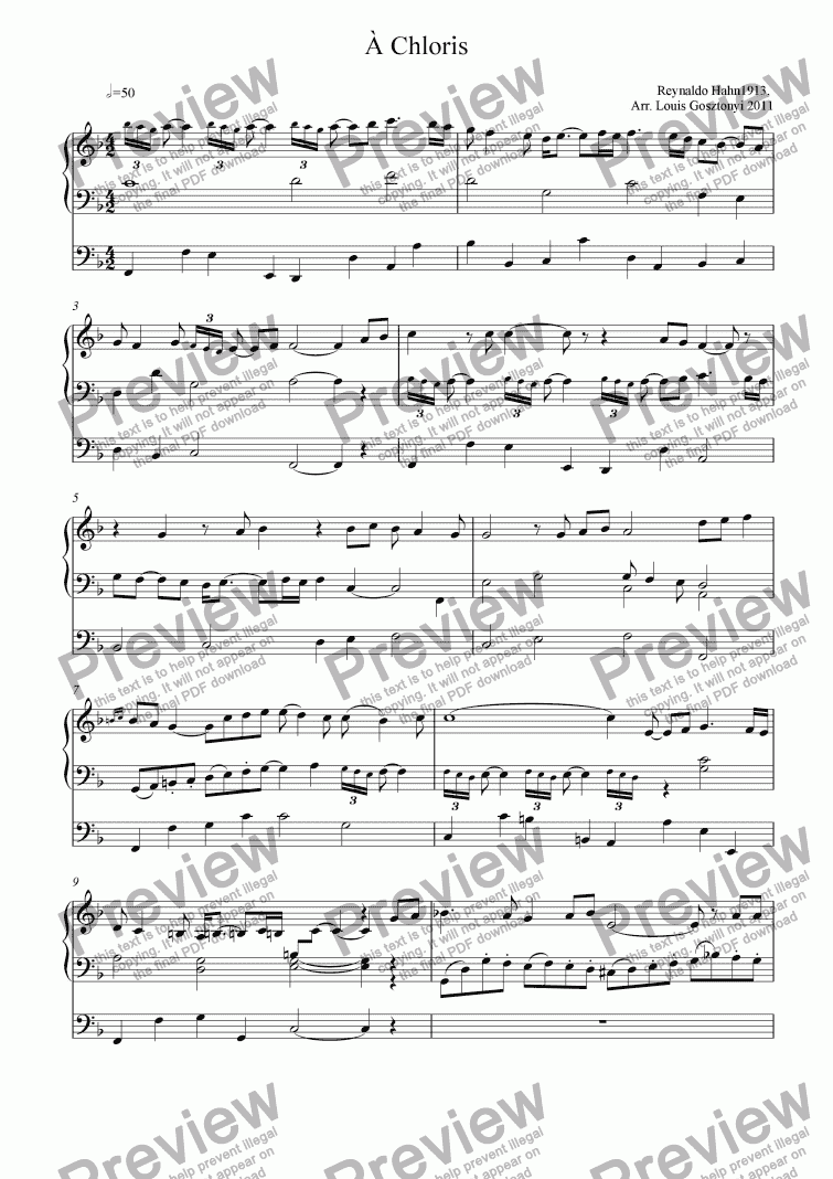 A Chloris For Church Organ Download Sheet Music Pdf File