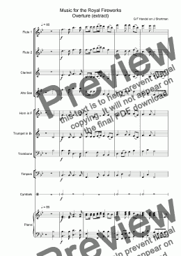 page one of HANDEL - Music for the Royal Fireworks Overture extract (arranged for training Wind Band)