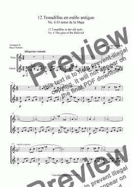 page one of GRANADOS: 12 Tonadillas en estilo antiguo No. 6 El mirar de la Maja (Flute & Guitar)
