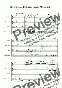 page one of Tanwen Divertimento for string quartet 