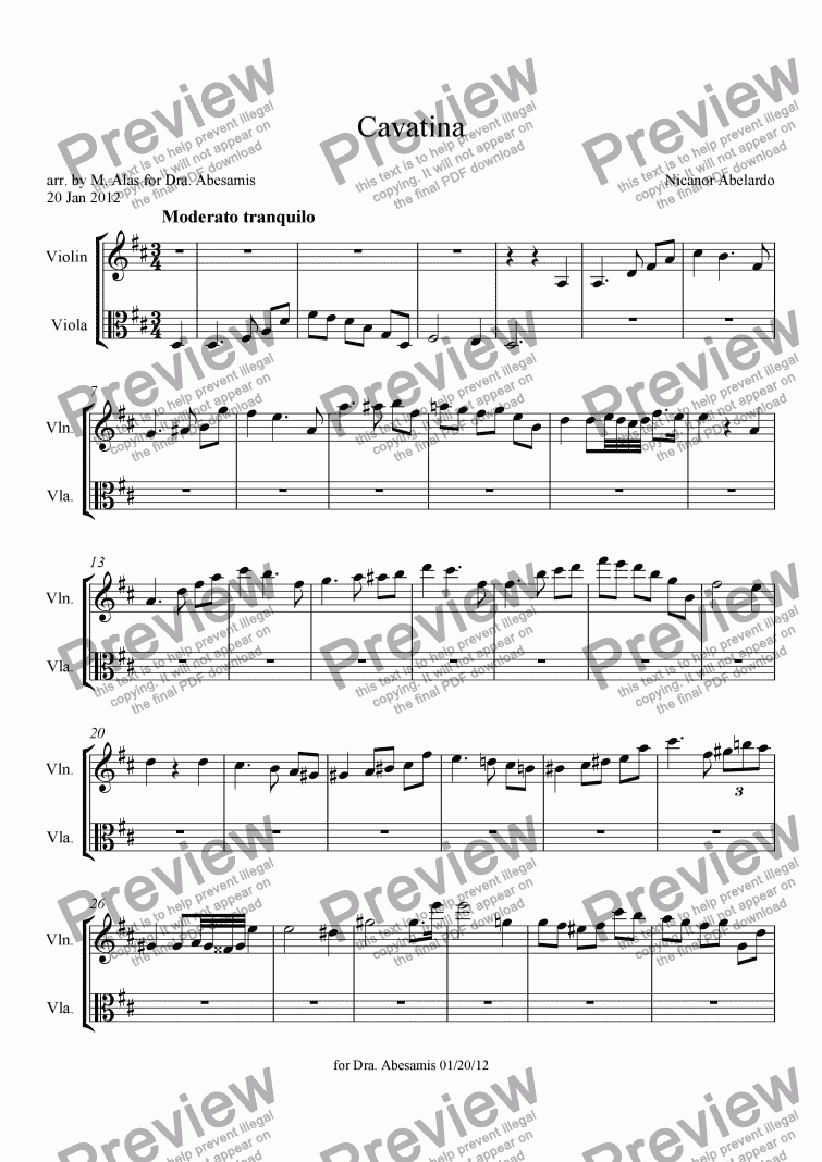 Cavatina Download Sheet Music Pdf File