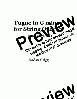 page one of Fugue in G minor for String Quartet  (or string orchestra)