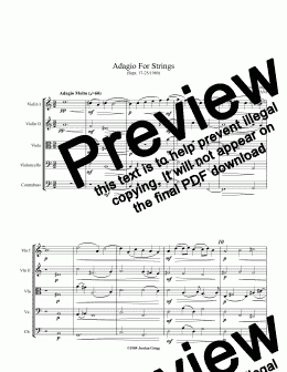 page one of Adagio For Strings (Sept. 17-25/1989)