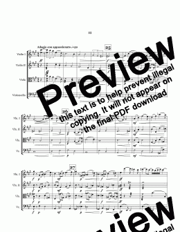 page one of String Quartet No. 5 in D minor 3rd and 4th mvts.