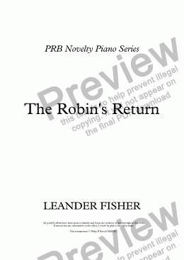 page one of PRB Novelty Piano Series: The Robin’s Return