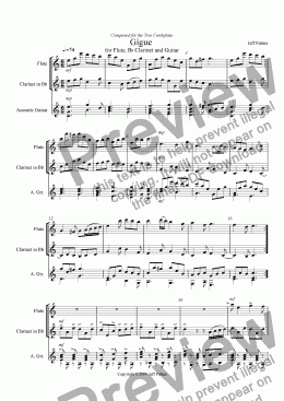 page one of Gigue for Flute, Clarinet and Guitar