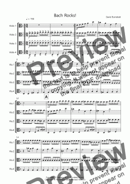 page one of Bach Rocks! for Viola Quartet