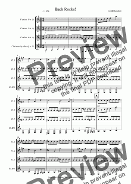 page one of Bach Rocks! for Clarinet Quartet