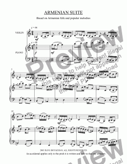 page one of Armenian Petite Suite (violin & piano)