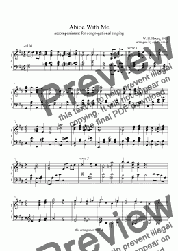 page one of Abide With Me piano accompaniment for hymn singing