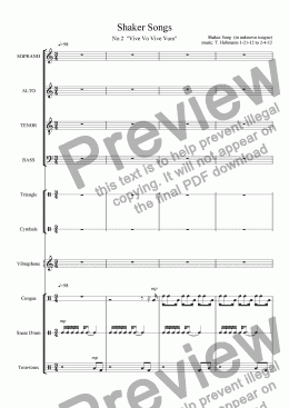 page one of Shaker Songs No.2 - Vive Vo Vive Vum