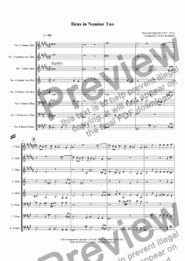 page one of Deus in Nomine Tuo (8-part Brass Choir)