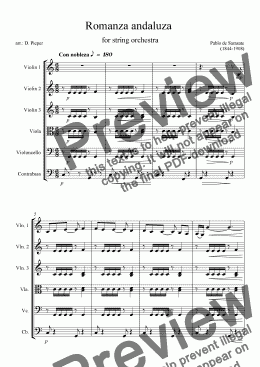 page one of Sarasate: "Romanza andaluza" for string orchestra