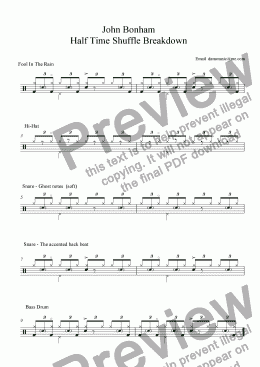 page one of John Bonham  Half Time Shuffle Breakdown