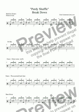 page one of "Purdy Shuffle" Break Down