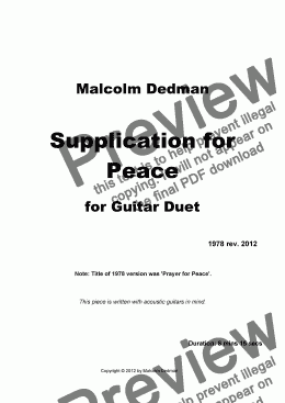 page one of Supplication for Peace