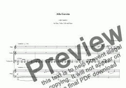 page one of ALLA GAVOTA - for flute, violin, cello and piano