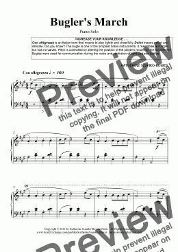 page one of Bugler’s March (intermediate piano)