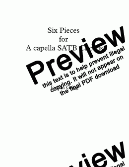 page one of Six Pieces for A capella SATB Chorus