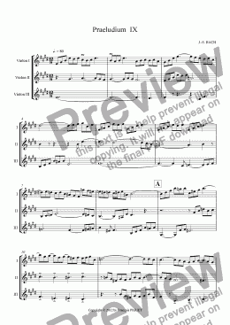 page one of Praeludium  IX for Violin Trio