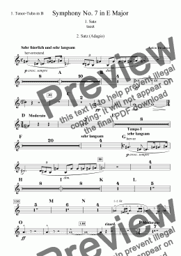 page one of Symphony No. 7 in E Major - Wagnertuba I - transposed