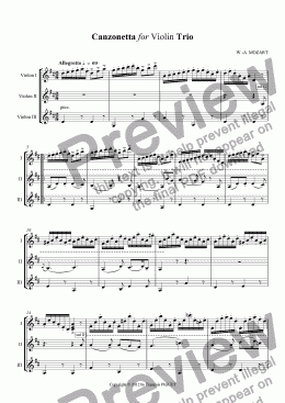 page one of Canzonetta for Violin Trio