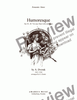 page one of Humoresque Op. 101, No. 7 for easy flute/violin and piano