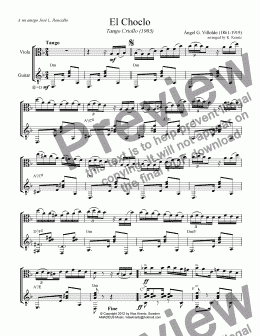 page one of El Choclo - Tango Criollo for viola and guitar