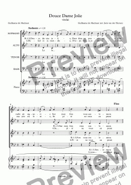 page one of Douce Dame Jolie (choir SATB)