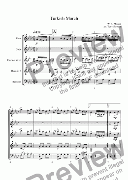 page one of Turkish March (Woodwind Quintet)