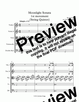 page one of Moonlight Sonata 1st movement (String Quintet)