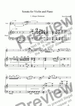 page one of Sonata for Violin and Piano