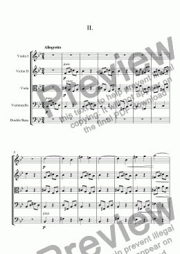 page one of Suite for Strings II. Allegretto