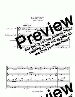 page one of Danny Boy (Brass Quartet)