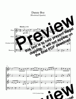 page one of Danny Boy (Woodwind Quartet)