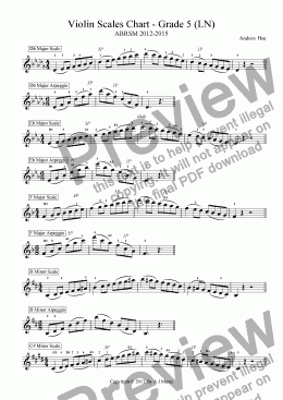 page one of Violin Scales Chart - Grade 5 (LN)