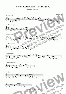 page one of Violin Scales Chart - Grade 2 (LN)