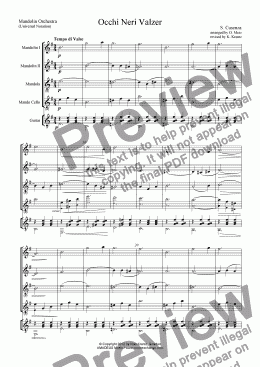 page one of Occhi Neri Valzer for mandolin orchestra