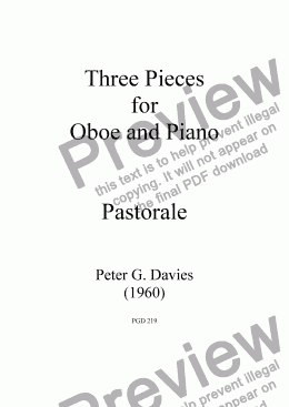 page one of Three Pieces for Oboe and Piano 2. Pastorale