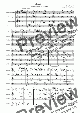 page one of Minuet in G (Saxophone Quartet)
