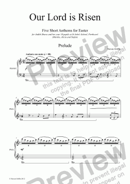 page one of Our Lord is Risen (SABar, piano)