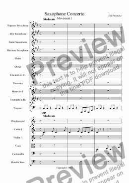 page one of Saxophone Concerto