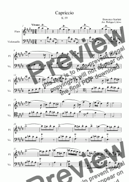 page one of Capriccio in Emajor for Flute & Cello