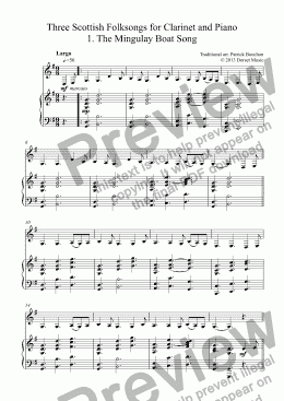 page one of Three Scottish Folksongs for Clarinet and Piano 1. The Mingulay Boat Song
