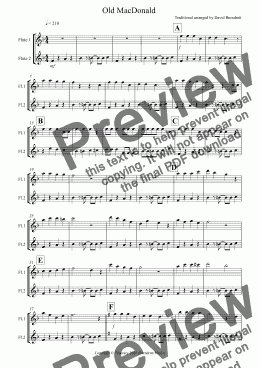 page one of Old MacDonald! for Flute Duet