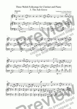 page one of Three Welsh Folksongs for Clarinet and Piano 3. The Ash Grove