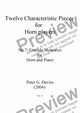 page one of Twelve Characteristic Pieces for Horn Players No.7 Fireside Memories